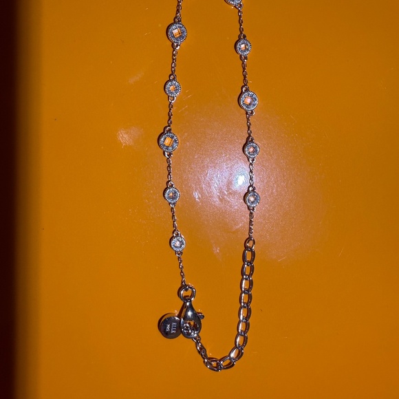 ELLE Sterling Silver Rhodium Plated Faceted Cubic Zirconia 11-CZ Bracelet 925 - Picture 3 of 12